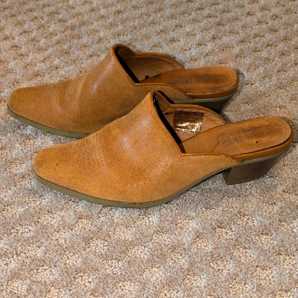 Oak Tree Leather Brown Mule Cowboy Boots